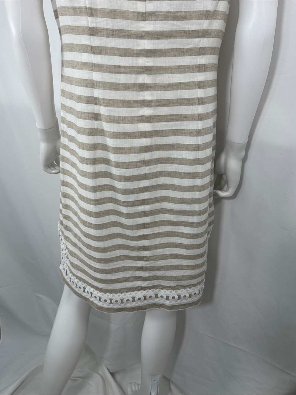 Eliza J Striped Linen Blend Sleeveless Shift Dress Trim Accent Size 10 - Picture 15 of 15